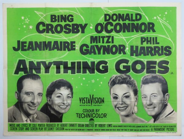 ANYTHING GOES ORIGINAL UK QUAD FILM POSTER 1956