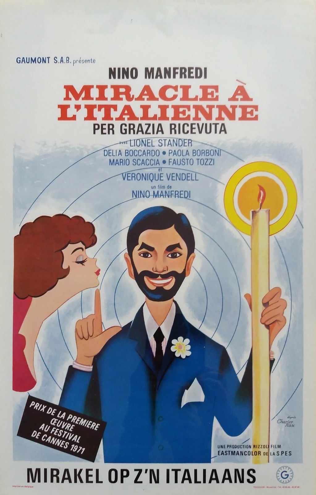 MIRACLE A L'ITALIENNE (BETWEEN MIRACLES) ORIGINAL BELGIAN FILM POSTER 1971