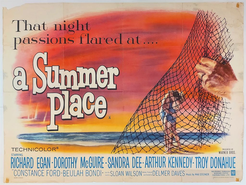 A SUMMER PLACE ORIGINAL UK QUAD FILM POSTER 1959