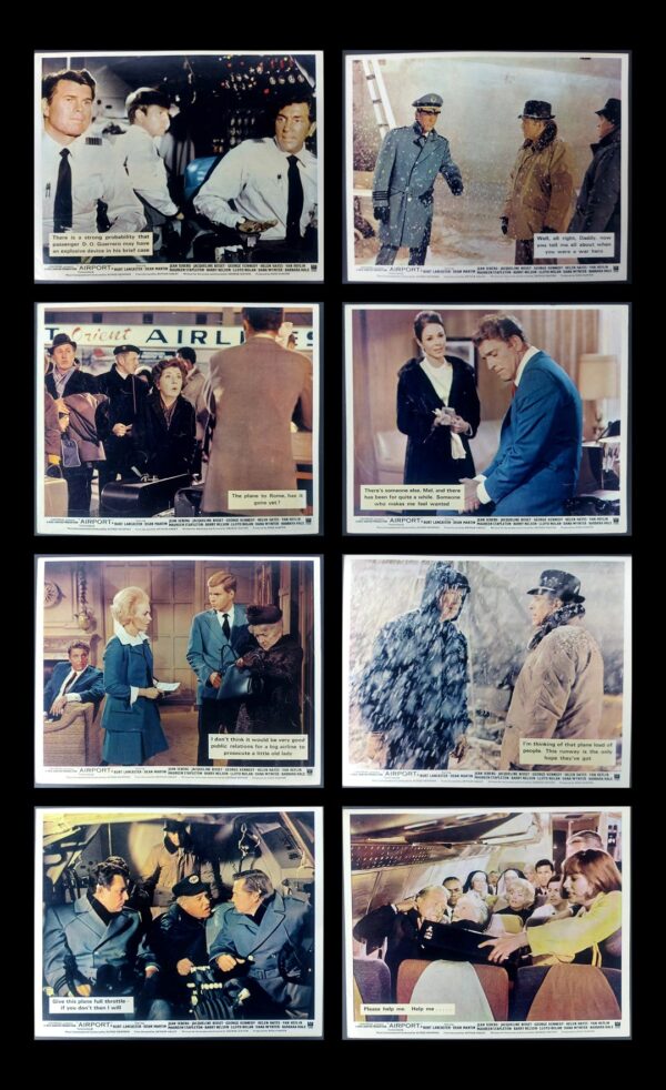 AIRPORT ORIGINAL SET OF 8 UK FOH LOBBY CARDS 1970