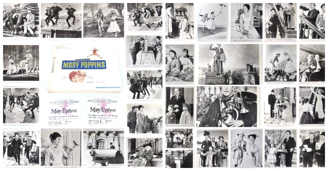 MARY POPPINS ORIGINAL UK PUBLICITY PRESS KIT & 32 STILL PHOTOS 1964