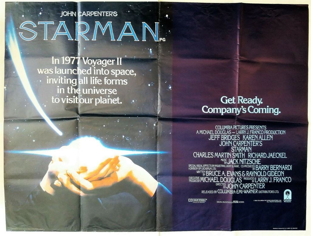 STARMAN ORIGINAL UK QUAD FILM POSTER 1984