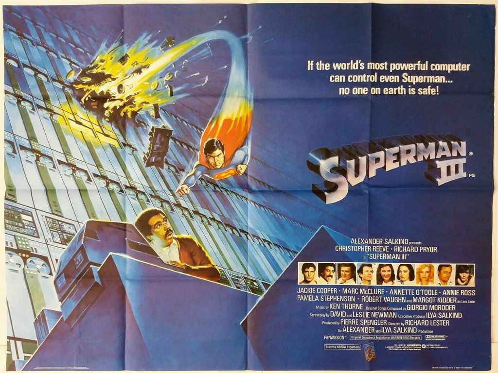 SUPERMAN 3 ORIGINAL UK QUAD FILM POSTER 1983
