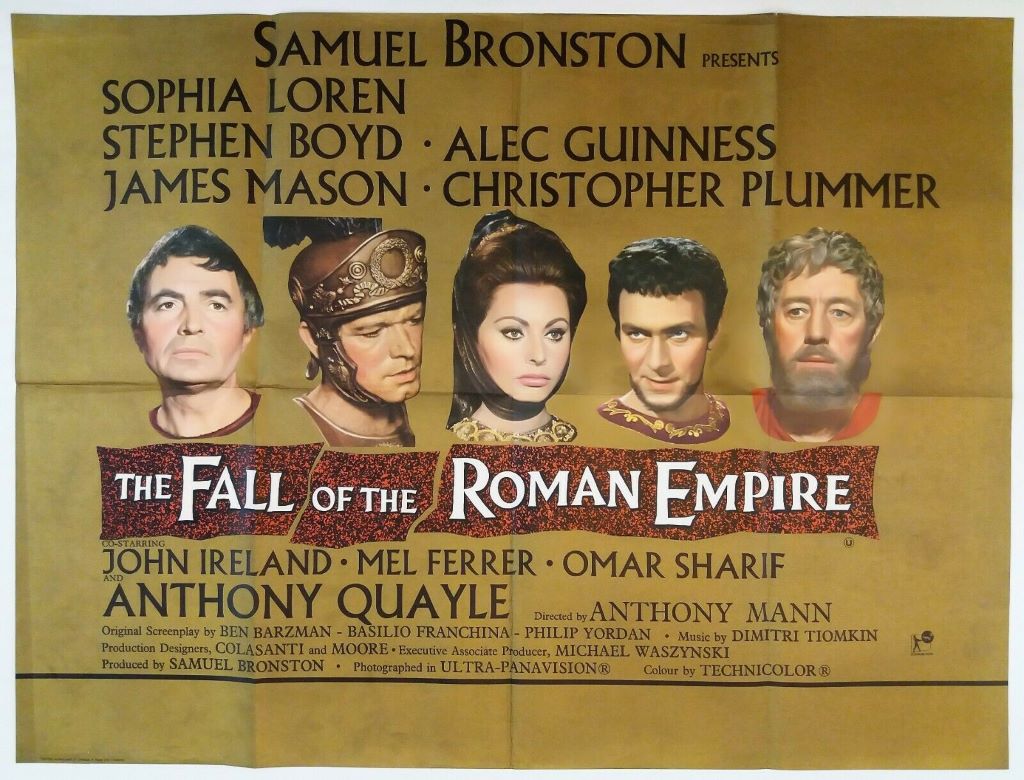 THE FALL OF THE ROMAN EMPIRE ORIGINAL UK QUAD FILM POSTER 1964