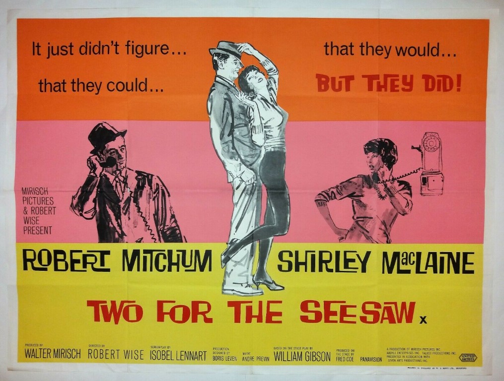 TWO FOR THE SEESAW ORIGINAL UK QUAD FILM POSTER 1962