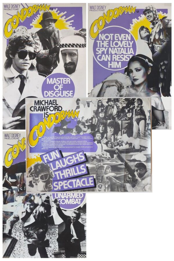 CONDORMAN ORIGINAL UK MARLER HALEY QUAD AND DOUBLE CROWN FILM POSTERS 1977 FOR THE ODEON CINEMA